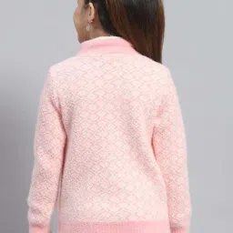 Monte Carlo Kids Pink Self Pattern Full Sleeves Pullover image 2