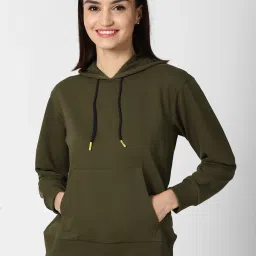 Forever 21 Olive Full Sleeves Hooded Sweatshirt image 1