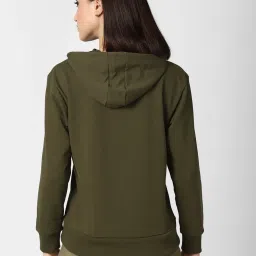 Forever 21 Olive Full Sleeves Hooded Sweatshirt image 2