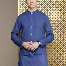 House of Pataudi Men Rozana Solid Kurta with Trousers-image-7