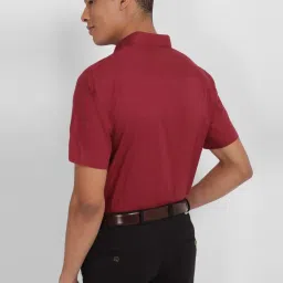 Allen Solly Red Cotton Slim Fit Checks Shirt image 2