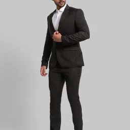 Parx Green Regular Fit Self Pattern Two Piece Suit image 3