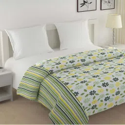 Swayam Veda Green & Yellow Pure Cotton 160 TC Double Ac Quilt image 2
