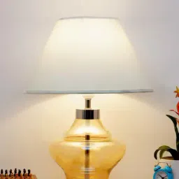 kapoor lamp shades Kapoor E Illuminations 'Arnie' White & Antique Gold Glass Table Lamp - Set of 1 image 3