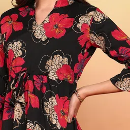 Moda Rapido Floral Print Flared Sleeve Crepe A-Line Midi Dress image 5