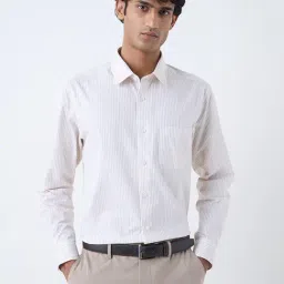 WES Formals by Westside Beige Striped Relaxed-Fit Cotton Shirt-image-44