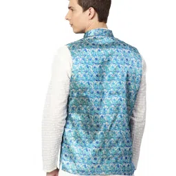 Sojanya Blue & Steel Printed Nehru Jacket image 2