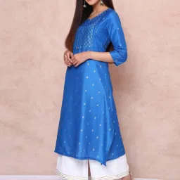 Rangriti Royal Blue Printed A Line Kurta image 3