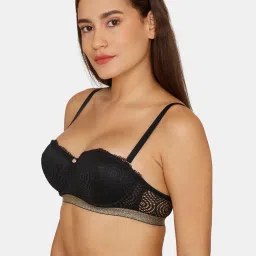 Zivame Black Lace Half Coverage Padded Bra image 3