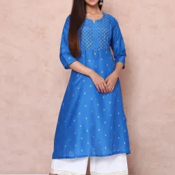 Rangriti Royal Blue Printed A Line Kurta image 1