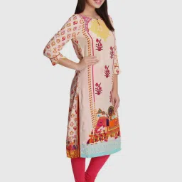 Rangriti Cream Printed Straight Kurta image 4