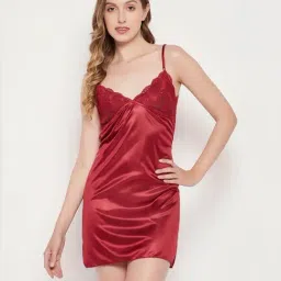 Clovia Red Plain Babydoll-image-25