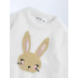 HOP Baby by Westside White Bunny Design Sweater image 3