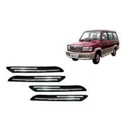Auto Pearl Plastic & Silver Plated Car Bumper Guard for Toyota Qualis Black/Silver (Pack of 4 Pcs)-picture-10