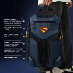 The Souled Store Blue Superman Kyrpton Origin Large Backpack image 2