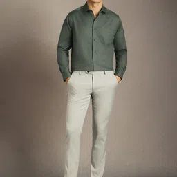 Louis Philippe Men Solid Spread Collar Cotton Formal Shirt image 3