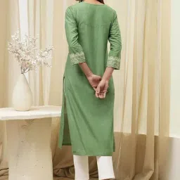 Biba Green Printed Kurta image 2