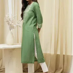 Biba Green Printed Kurta image 3