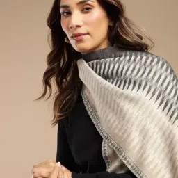 Fabindia Beige Regular Fit Woven Design Stole image 5