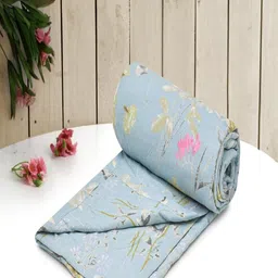 RRC Blue And Pink Floral Microfiber AC Room Comforter-image-0