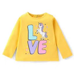 Babyhug Full Sleeves Cotton Knit T-Shirt Unicorn Graphics - Yellow-picture-37