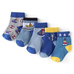 cute walk by babyhug Cute Walk by Babyqhug Anti-Bacterial Ankle Length Ship Design Socks Pack of 5 - Multicolour-picture-15