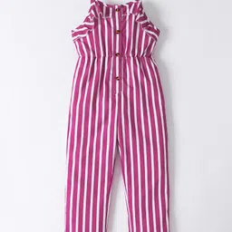 Kookie Kids Sleeveless Stripes Jumpsuit - Purple-image-27
