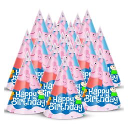 Zyozi Peppa Pig Theme Birthday Party Hats, Cone Party Hats for Kids Multicolor - Pack of 20-picture-8