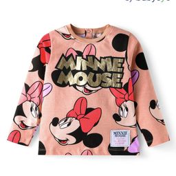 Babyoye Disney Single Jersey Knit Full Sleeves T-Shirt with Minnie Mouse Print & Gold Foil Detailing - Peach-picture-39