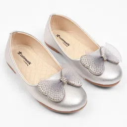 Cute Walk by Babyhug Slip On Ballerina With Bow Applique - Silver image 1