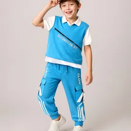 OLLINGTON ST. Cotton Multipack Set of Half Sleeves T-Shirt & Joggers with Inner Polo T-shirt -Blue-picture-19
