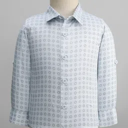 Robo Fry Cotton Woven Full Sleeves Printed 3 Piece Party Suit With Bow - Navy Blue image 2