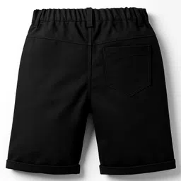 Olio Kids Cotton Knit Above Knee Length Shorts With Text Badge - Black image 2