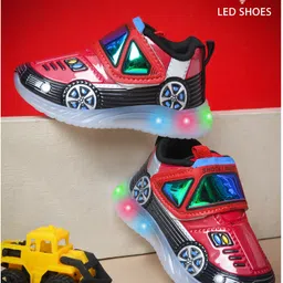 KATS Car Designed With Velcro Closure LED Shoes - Red image 3