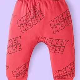 Babyhug Disney Interlock Knit Full Length Mickey Mouse Printed Diaper Leggings Pack of 3- Yellow White & Red image 3