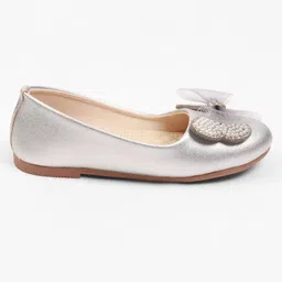 Cute Walk by Babyhug Slip On Ballerina With Bow Applique - Silver image 3