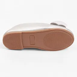 Cute Walk by Babyhug Slip On Ballerina With Bow Applique - Silver image 4