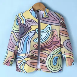 Dapper Dudes Full Sleeves Abstract Printed Blazer With Tee - Yellow image 4