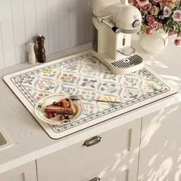 YELONA 6Pcs Beige & Green Patterned Waterproof Heat-Resistant Anti-Slip Table Placemats image 4