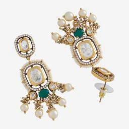 Kushal's Fashion Jewellery Kundan Studded Drop Earrings image 3