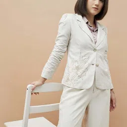 code by lifestyle Women Embroidered Single Breasted Casual Blazer-picture-14
