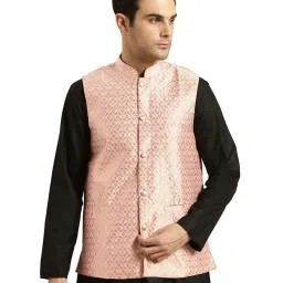 Sojanya Light Pink & Gold Printed Nehru Jacket image 1