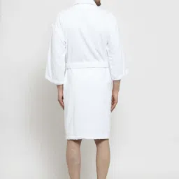 Trident Snowflake White Cotton 350 GSM Bathrobe for Men (Large) image 2