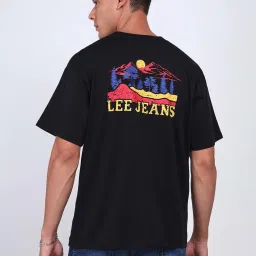Lee Black Loose Fit Graphic Print Cotton Crew T-Shirt image 2