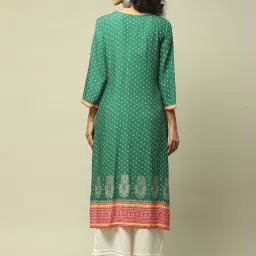 Rangriti Green Straight Fit Printed Kurti image 2