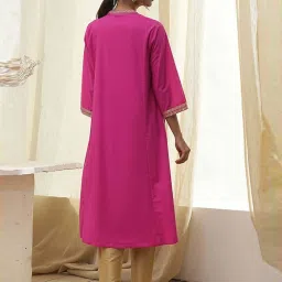 BIBA Fuchsia Solid Kurtas image 2
