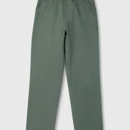 Palm Tree Kids Green Cotton Regular Fit Trousers image 1