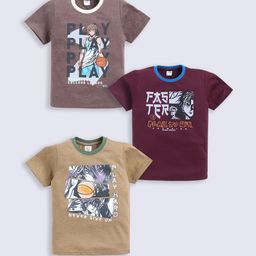 Here&Now X Game Begins Boys Assorted Pack Of 3 Printed T-shirts-picture-2