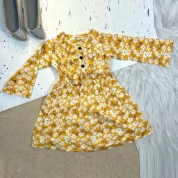 Bella Moda Kids Yellow & White Cotton Floral Print Full Sleeves Dress-picture-26