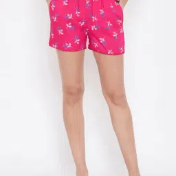 Clovia Pink Floral Print Shorts-image-19